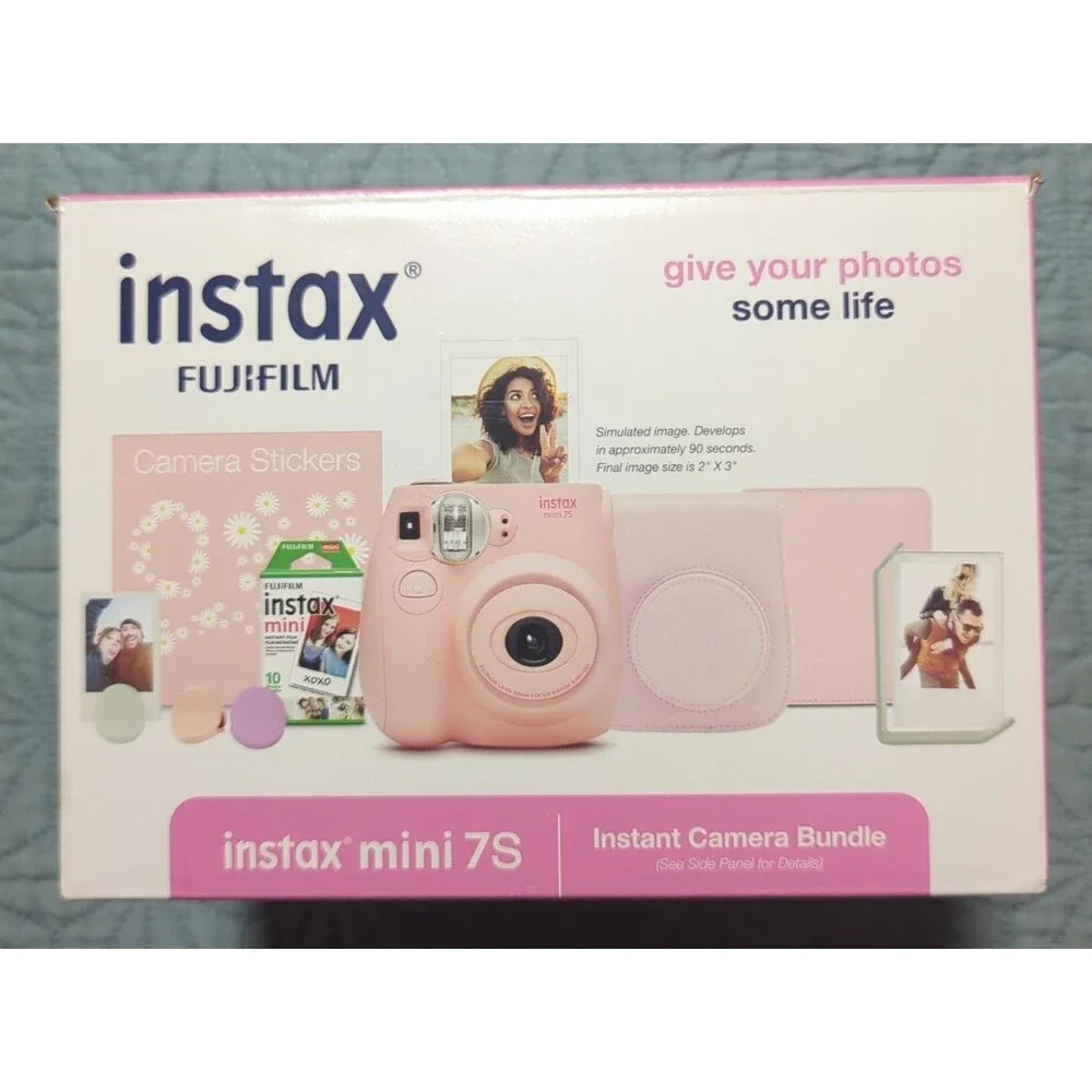 Fujifilm Instax Mini 7S Instant Light Pink Camera Bundle Tested and Works